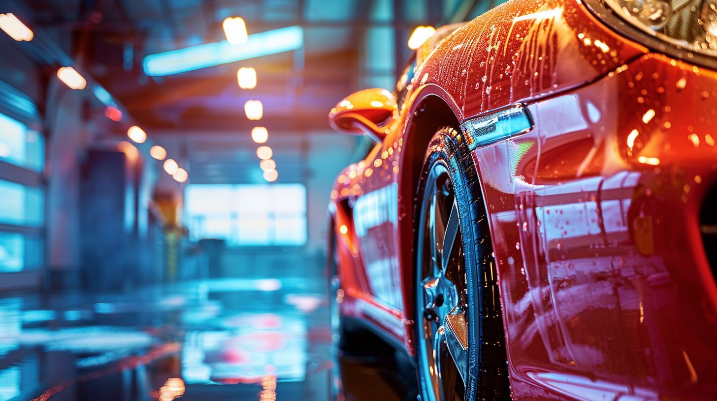 A car undergoing the exterior detailing process.