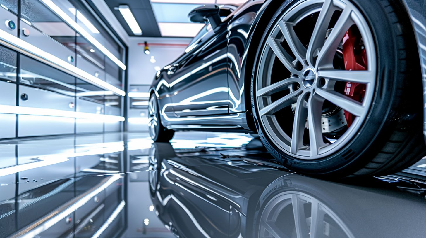 Luxury car in a detailing shop