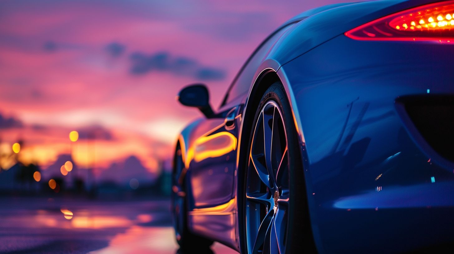 Exotic vehicle during sunset