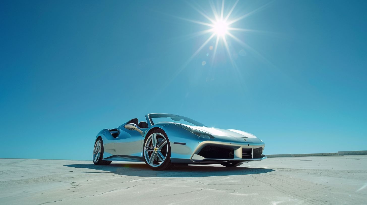 Exotic car under the sun in the desert