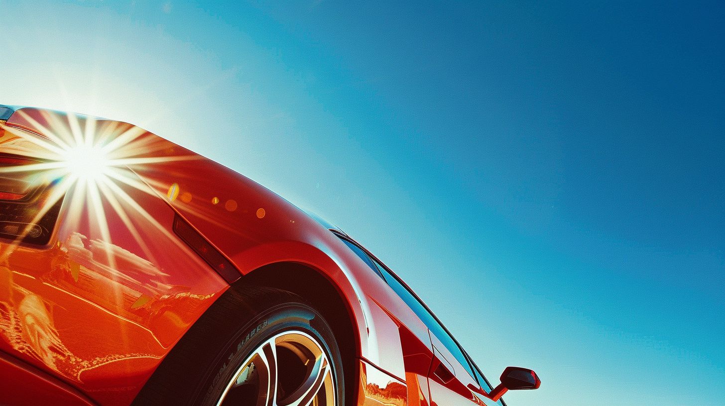 Sun shining on car