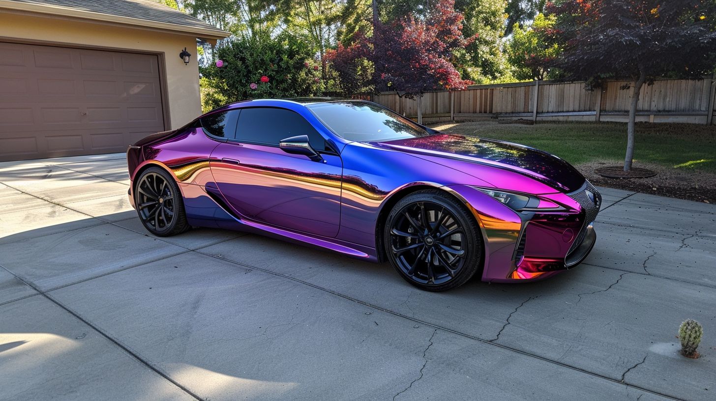 A ceramic-coated car with a flawless, glistening finish in vibrant color.