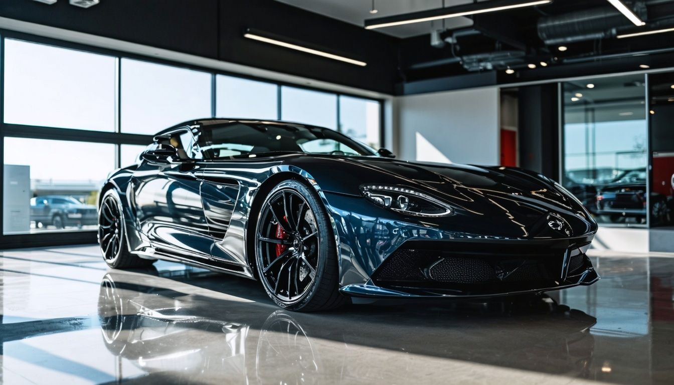 Luxury car with ceramic coating shining in clean garage.