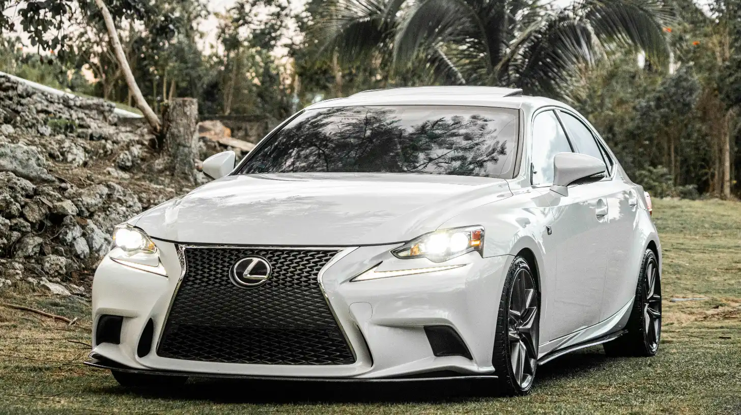 White Lexus on Grass